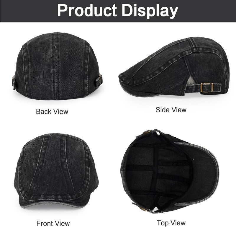 Qlauca Store 3Pcs Men's Newsboy Caps Washing Cotton Cooling Lightweight Scally Cap for Men Adjustable Flat Cap - Image 3